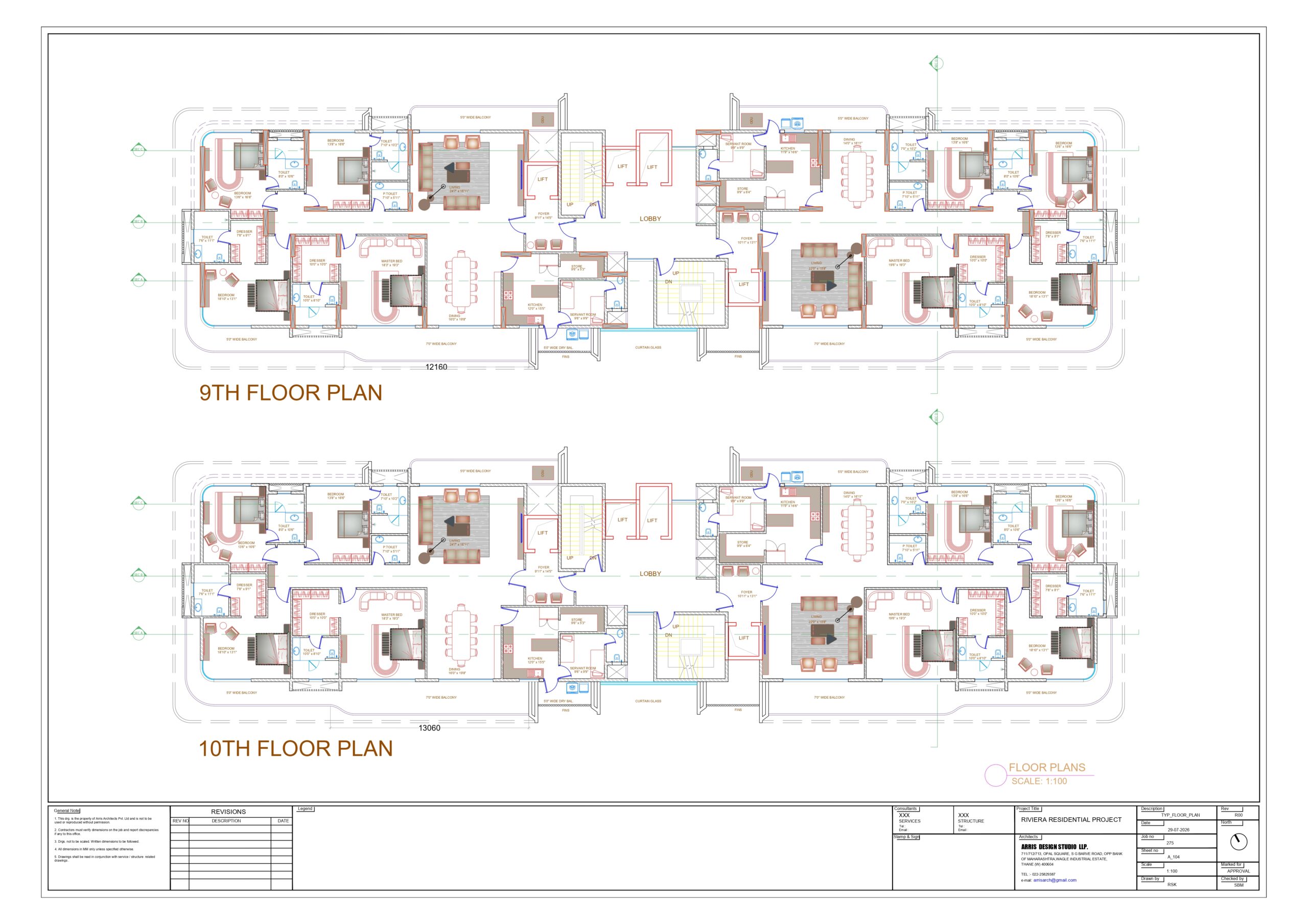 9th and 10th floor plan, Aakash Riviera Reserve Tower E, Jamshedpur