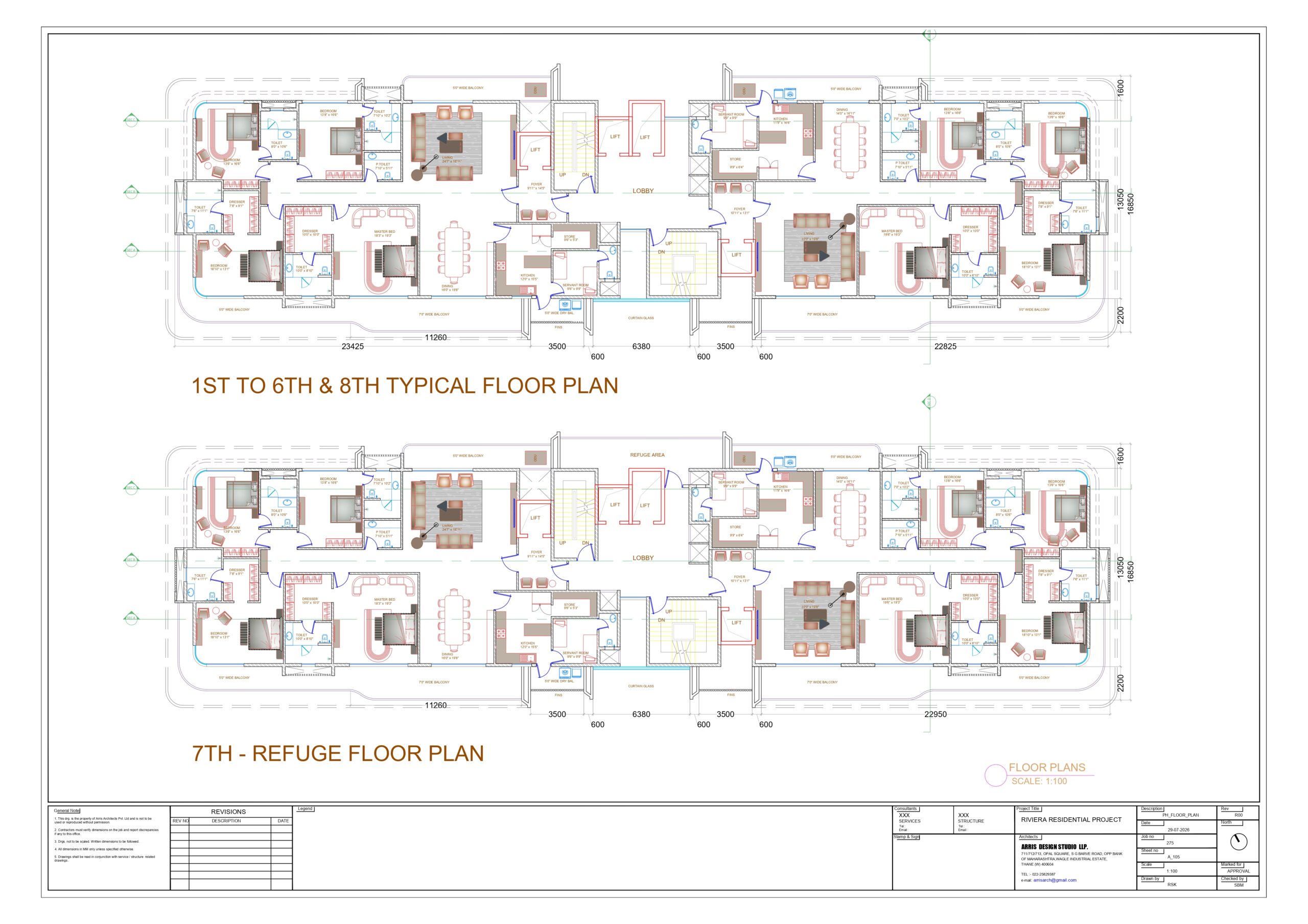 Typical unit layouts, Aakash Riviera Reserve Tower E, Jamshedpur